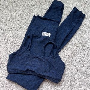 Elisabetta Rogiani Butter Yoga Bra and Leggings Set Navy